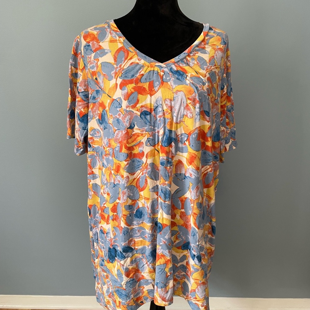 Colorful Floral V-Neck Top